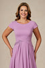 Load image into Gallery viewer, Lilac Chiffon Ruched A Line Midi Mother of the Bride Dress