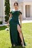 Load image into Gallery viewer, Pine Cold Shoulder Maxi Sheath Bridesmaid Dress with Slit