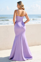 Load image into Gallery viewer, Lilac Spaghetti Straps Maxi Mermaid Bridesmaid Dress with Slit
