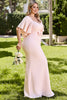 Load image into Gallery viewer, Candy Pink Scoop Neck Maxi Mermaid Bridesmaid Dress with Bow