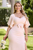 Load image into Gallery viewer, Candy Pink Scoop Neck Maxi Mermaid Bridesmaid Dress with Bow