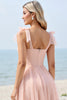 Load image into Gallery viewer, Blush Pink A Line Sweetheart Maxi Bridesmaid Dress with Bow