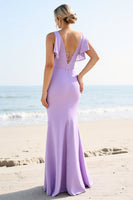 Load image into Gallery viewer, Lilac Mermaid Maxi Bridesmaid Dress with Ruffles