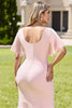 Load image into Gallery viewer, Candy Pink Sheath Maxi Bridesmaid Dress with Ruffles