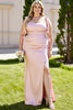Load image into Gallery viewer, Candy Pink Sheath spaghetti Straps Maxi Bridesmaid Dress with Slit
