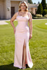 Load image into Gallery viewer, Candy Pink Sheath Spaghetti Straps Maxi Bridesmaid Dress with Slit