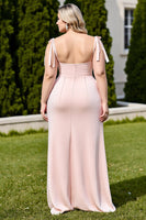 Load image into Gallery viewer, Candy Pink Sheath Spaghetti Straps Maxi Bridesmaid Dress with Slit