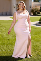 Load image into Gallery viewer, Candy Pink Sheath Spaghetti Straps Maxi Bridesmaid Dress with Slit
