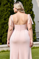 Load image into Gallery viewer, Candy Pink Sheath Spaghetti Straps Maxi Bridesmaid Dress with Slit