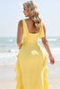Load image into Gallery viewer, Daffodil Sheath V Neck Maxi Bridesmaid Dress with Ruffles