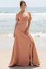 Load image into Gallery viewer, Sunset Sheath Cold Shoulder Maxi Bridesmaid Dress with Slit