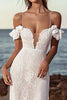 Load image into Gallery viewer, Ivory Lace Floor Length Mermaid Spaghetti Straps Wedding Dress
