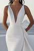 Load image into Gallery viewer, Mermaid Ivory Satin Long Deep V-Neck Wedding Dress