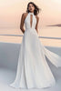 Load image into Gallery viewer, Ivory A Line Chiffon Keyhole Long Wedding Dress
