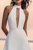 Load image into Gallery viewer, Ivory A Line Chiffon Keyhole Long Wedding Dress