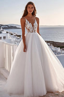 Load image into Gallery viewer, Ivory Deep V-Neck Ball Gown Wedding Dress with Lace