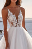 Load image into Gallery viewer, Ivory Deep V-Neck Ball Gown Wedding Dress with Lace