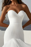 Load image into Gallery viewer, Ivory Sweep Train High-Low Sweetheart Wedding Dress