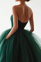 Load image into Gallery viewer, Dark Green Tulle Ball Gown Sweetheart Long Prom Dress
