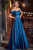 Load image into Gallery viewer, Royal Blue A Line Satin One Shoulder Pleated Long Prom Dress
