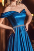 Load image into Gallery viewer, Royal Blue A Line Satin One Shoulder Pleated Long Prom Dress