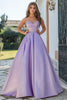 Load image into Gallery viewer, Lilac A Line Satin Strapless Long Prom Dress