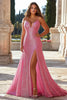 Load image into Gallery viewer, Sparkly Pink Mermaid Sequins Long Prom Dress with Slit