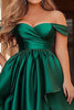 Load image into Gallery viewer, Dark Green Off the Shoulder Satin Long Prom Dress with Ruffles