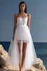 Load image into Gallery viewer, White High-Low Tulle Strapless Graduation Dress
