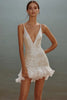 Load image into Gallery viewer, Sparkly White Bodycon Sequins V-Neck Graduation Dress