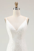 Load image into Gallery viewer, Sparkly White V-Neck Bodycon Short Sequin Party Dress with Ruffles