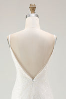 Load image into Gallery viewer, Sparkly White V-Neck Bodycon Short Sequin Party Dress with Ruffles