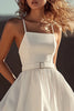 Load image into Gallery viewer, White Satin Mini Spaghetti Straps Graduation Dress with Ruffles