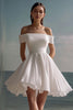 Load image into Gallery viewer, White Chiffon Mini Off the Shoulder Graduation Dress