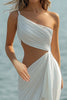 Load image into Gallery viewer, White Chiffon Mermaid Cut-Out Engagement Dress