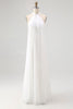 Load image into Gallery viewer, White A Line Halter Chiffon Bridal Shower Dress