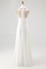 Load image into Gallery viewer, White A Line Halter Chiffon Bridal Shower Dress
