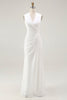 Load image into Gallery viewer, White Chiffon V-Neck Sheath Long Reception Dress