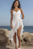 Load image into Gallery viewer, White Chiffon High-Low V-Neck Ruffled Engagement Dress