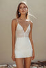Load image into Gallery viewer, Sparkly White Sequins Mini V-Neck Graduation Dress