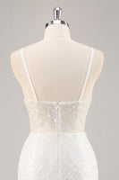 Load image into Gallery viewer, Sparkly White Sequins Mini V-Neck Bridal Shower Dress