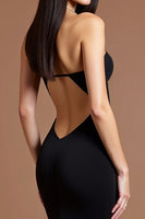 Load image into Gallery viewer, Black Sheath Satin Strapless Long Formal Dress with Slit