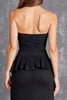 Load image into Gallery viewer, Black Sheath Satin Strapless Ruffled Long Formal Dress with Slit