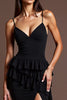 Load image into Gallery viewer, Sheath Black Satin Backless Long Formal Dress with Slit