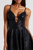 Load image into Gallery viewer, Black Sequins Pleated Keyhole Formal Dress
