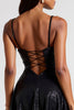 Load image into Gallery viewer, Black Sequins Pleated Keyhole Formal Dress