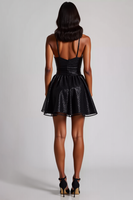 Load image into Gallery viewer, Black Sequins Mini Backless Formal Dress