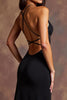 Load image into Gallery viewer, Black Satin Spaghetti Straps Long Formal Dress with Slit