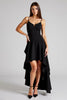 Load image into Gallery viewer, Black A Line High Low Pleated Formal Dress