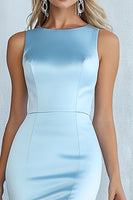 Load image into Gallery viewer, Sky Blue Sleeveless Asymmetrical Mermaid Satin Long Formal Dress